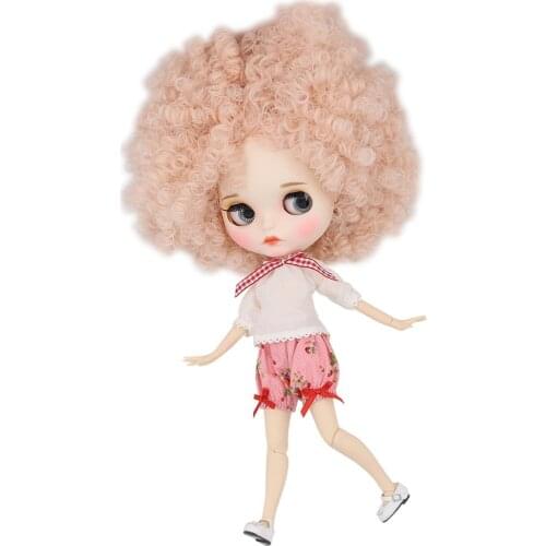 ICY DBS Blyth Doll 1/6 bjd white skin joint body pale pink Afro hair matte face Carved lips 30cm toy