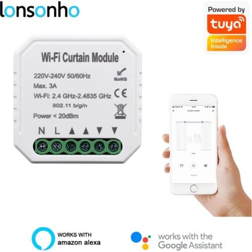 Lonsonho WiFi Smart Curtain Switch Module for Blind Motor Tuya Wireless Remote Control Compatible Alexa Google Home