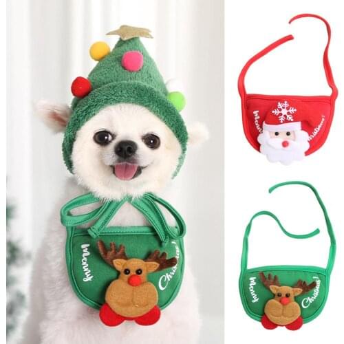 Lovely Pet Christmas Decoe Props Exquisite Beautiful Cats Cute Drool Towels Polyester Pet Bib Adorable Accessories