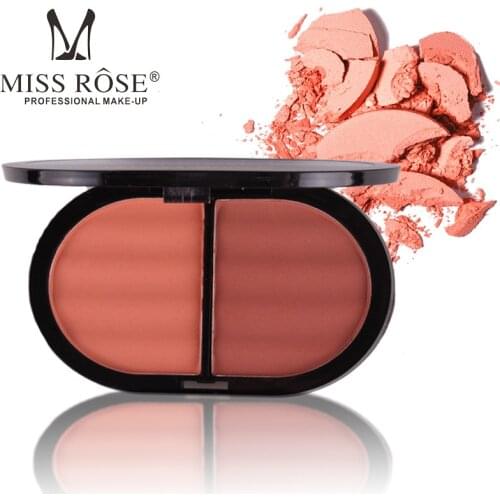 Miss Rose brand face makeup blush bronzer powder pigment 2 colors smooth shadow contouring makeup palette kit MS076