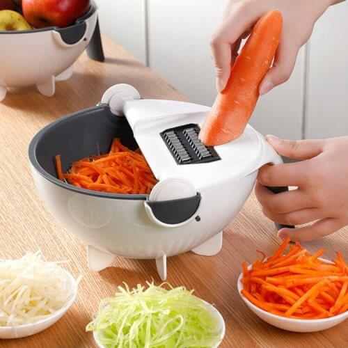 Multifunctional Magic Rotate Vegetable Cutter With Drain Basket Kitchen Veggie Fruit Shredder Grater Slicer Kitchen Gadget Set