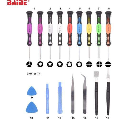 16 in 1 Screwdriver Set Cellphone Opening Repair Tools Kit For iPhone Samsung Tablet Hand Tools With Jerry Bag Packaging 120 Set
