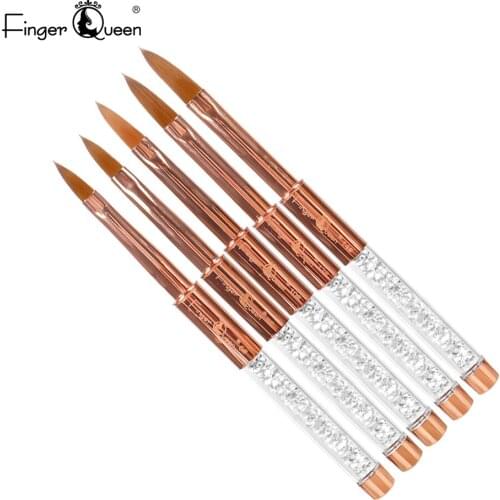 2021 New White Crystal Nail Brush UV Gel Extension Pen For Nail Polish Drawing Brush Metal Crystal Acrylic Nail Tools