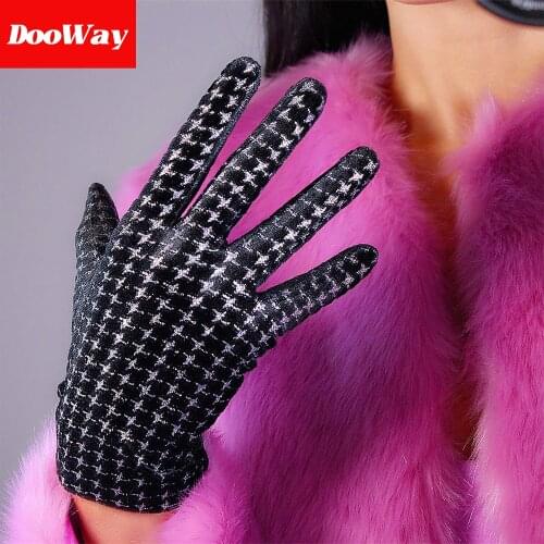 DooWay New Women Fashion Evening Prom Short Gloves, Velvet Stretch Warm Soft Gloves