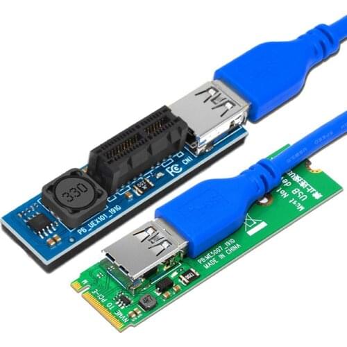 NVME M.2 M-Key to PCI-E X1 Riser Card PCI Express Connector PCIE 1X Riser 60cm USB3.0 Cable Extension Port Adapter PCIE Extender