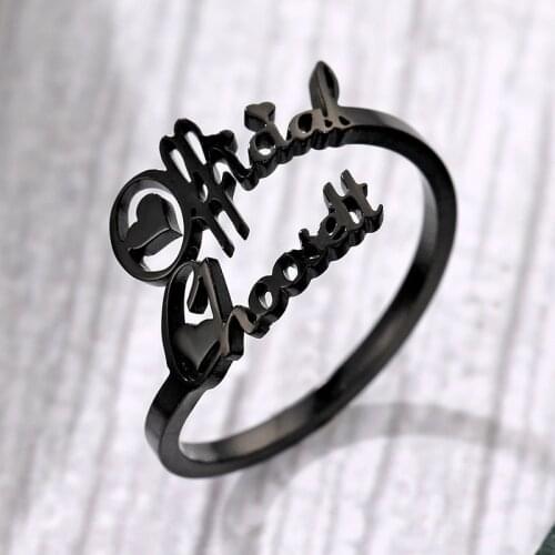 Adjustable Custom Ring Personalized Letter Heart Name Rings Stainless Steel Love Wedding Ring for Women Anniversary Jewelry
