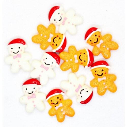 20mmX27m 10pcs/lot Resin Flatback Red Hat Christmas Gingerbread Man|Christmas Party Decorations|Hair Bow Center Miniatures