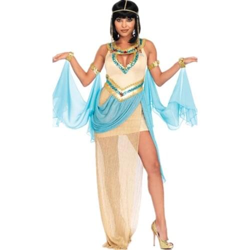 Sexy Adult Women Egypt Cleopatra Queen Cosplay Costume Halloween Carnaval Party Greek Goddess Masquerade Medieval Dress