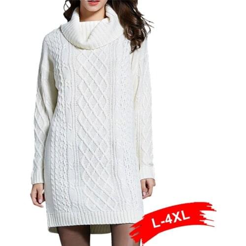 Plus Size Turtleneck Knitted Winter Sweater 3XL 4XL Women Dress Sweaters Warm Thick Oversize Long Sleeve Casual Chi Tops