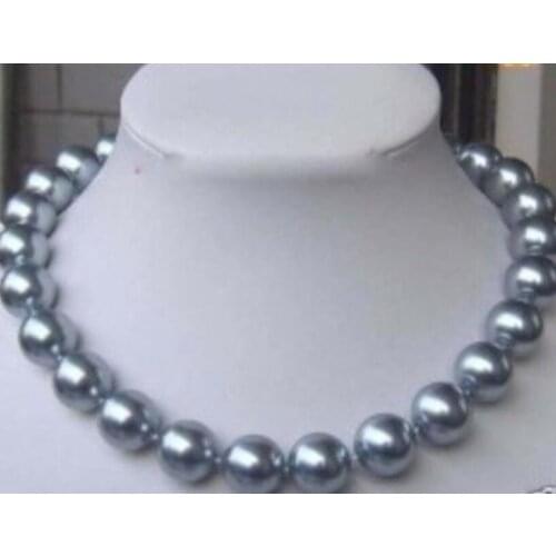 10mm AAA Silver Gray SHELL PEARL NECKLACE 18" AAA