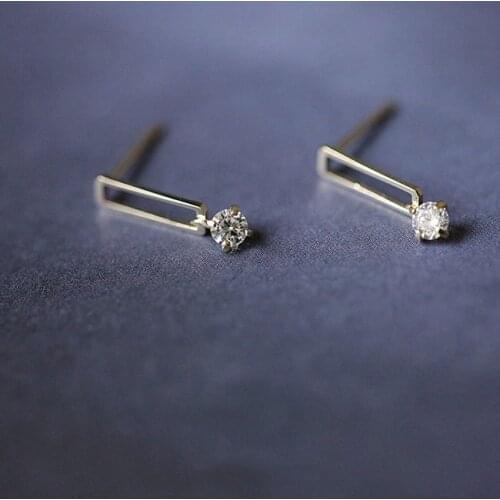 Female Small Cute Round Stud Earrings Crystal Zircon Stone Wedding Earrings Vintage 925 Sterling Silver Gold Earrings For Women