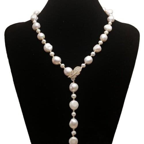 Fashion Elegant Unique White Baroque Pearl Necklace High Quality 80CM Long Freshwater Pearl Necklace For Women New Year Gift