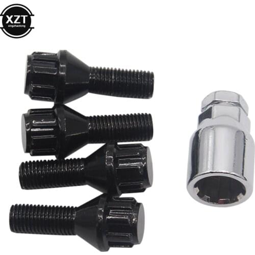 1Set For BMW E30 E36 E46 E81 E90 2003 2004 2005 2006-2013 M12 x 1.5 4+1 Aluminum Alloy Wheel Lock Bolt Tire Anti-theft Screws Nu