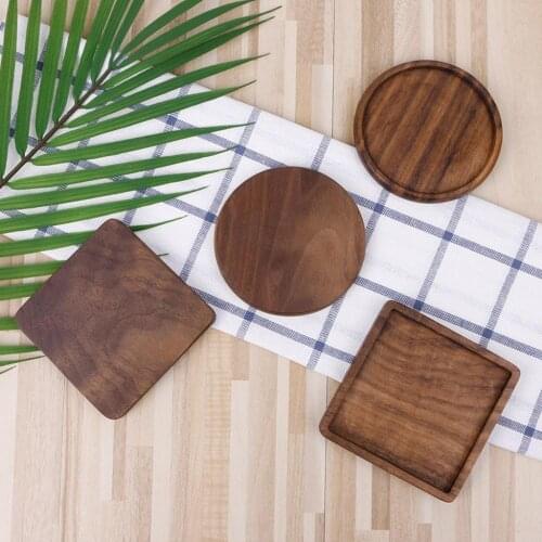 1 Pcs Durable Walnut Wood Coasters Placemats Decor Square Round Heat Resistant Drink Mat Home Table Tea Coffee Cup Pad