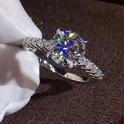 10K Au417 White Gold Women Wedding Party Engagement Ring 1 2 3 4 5 Carat Round Moissanite Diamond Ring Trendy Cute Classic