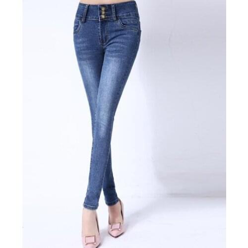 2019 Spring Jeans for Women High Waist Jeans Woman High Elastic Stretch Jeans Female Skinny Denim Pencil Pants