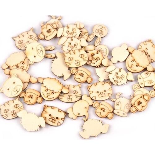 30Pcs Mixed Animals Pattern Unfinished Wood Slices DIY Crafts For Wooden Ornaments DIY Home Decor Embellishments M1901