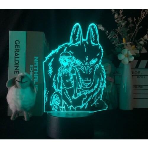 3D Galaxy Night Light Projector Princess Mononoke Desk Lamp for Baby Room Decor Color Change Remote Control Nightlight Kids Gift