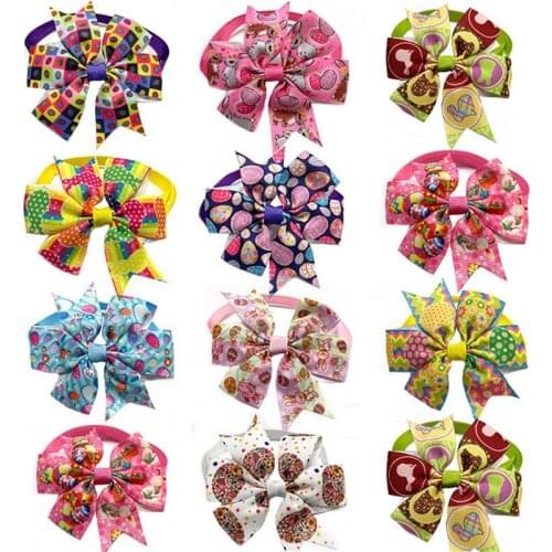 50/100pcs Pet Accessories Easter Dog Bow Tie Eggs Style Pet Dog Cat Bowtie Neckties Spring Pet Supplies for Small Dogs