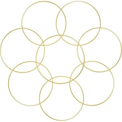 8 Pcs Gold Metal Floral Hoop Rings for DIY Wedding Wreath Decor, Dream Catcher and Macrame Wall Hanging Crafts (8 Inch)
