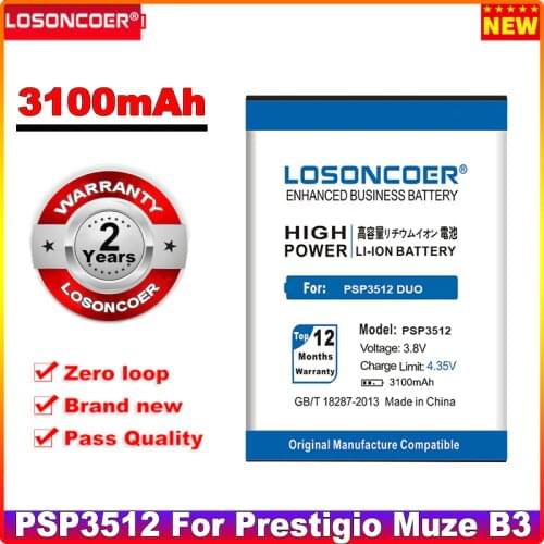 LOSONCOER PSP3512 3100mAh Batteries For Prestigio Muze B3 PSP3512DUO PSP3512 PSP 3512 DUO Smart Phone Battery+Quick Arrive