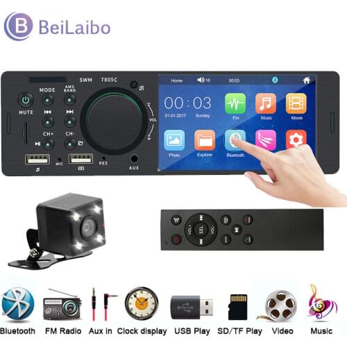 4.1inch Car Radio 1 Din Stereo Receiver MP5 Player Touch Screen Audio Video TF FM USB Fast Charging Multimedia Player