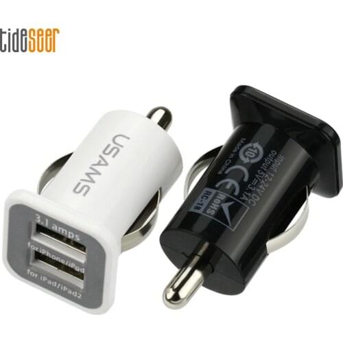 Car USB Charger Fast Charge 3.1A Mobile Phone Dual Port Car-Charger Adapter for iPhone iPad Samsung Xiaomi Tablet 100pcs