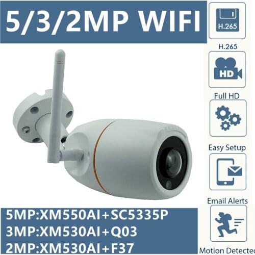 Panorama 1.7mm Wireless WIFI 5MP 4MP 2MP XM530AI+F37 IP Metal Bullet Camera 2592*1944 IP66 Outdoor IRC 8-128G SD iCsee P2P Cloud