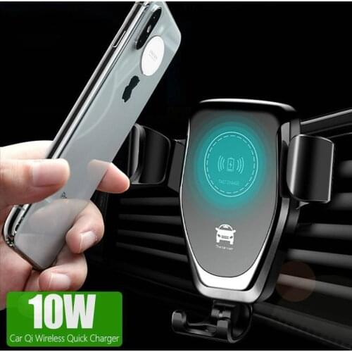 Wireless Car Charger 10W Wireless Charger Car Mount Air Vent Phone Holders For iPhone 12 11 X Samsung S10 Qi Charger Adapter
