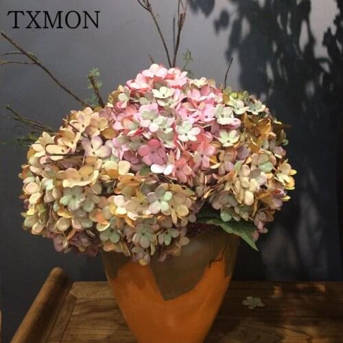 Ting Lan European retro color simulation plants wall hydrangea simulation artificial flowers wedding decorations silk flowers