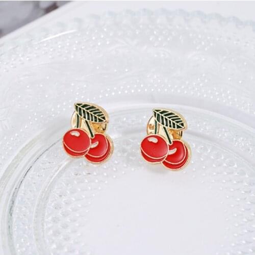 Cherry Enamel Pin Cute Mini Lapel Pins Bag Collar Pin Brooches Buckle Badge Fashion Jewelry Gifts For Women Girls Dropshiping
