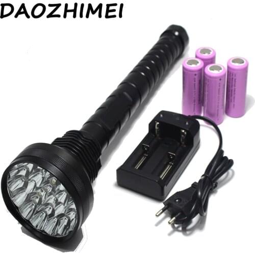Outdoor Hunting Tactical Self-defense LED Flashlight 8000LM XM-L 15*T6 LED Light Super Bright Torch Lighting Distance 1500M