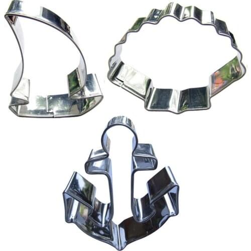 Sailboats, Seashells, Anchor shaped 3 piece biscuit cutting molds, baking tools, cake decorating soft candy tools
