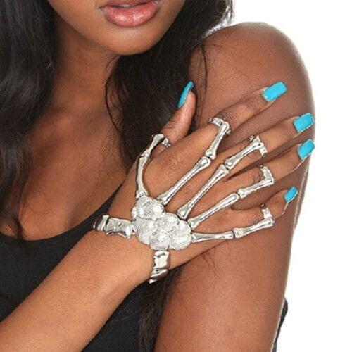 Halloween Female Bracelet Punk Exaggerated Skull Finger Bones Joint Finger Bracelet Men’s Nightclub Party Hip Hop Jewelry