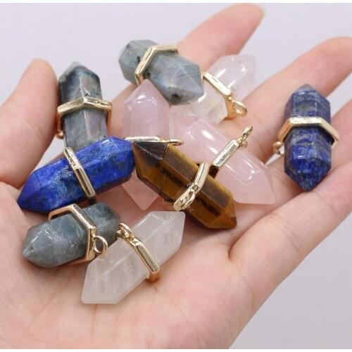 Natural stone exquisite charms semi-precious stones two pointed ornaments for jewelry making DIY necklace bracelet accessories