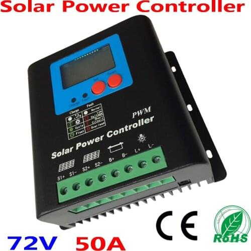 50A Solar Charge Controller with LED&LCD Display 72V Battery Charger Regulator 50A for 3600W PV Solar Panel Modules solar system