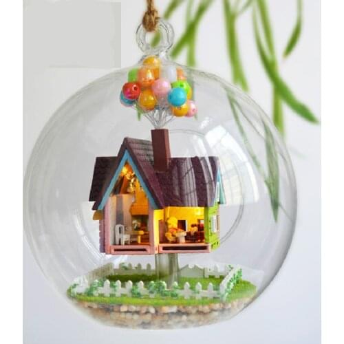 Doll House DIY Glass Ball Dolls HousesWooden Handmade Miniature Dollhouse toys for girls Birthday Gift Flying Cabin Destiny B006