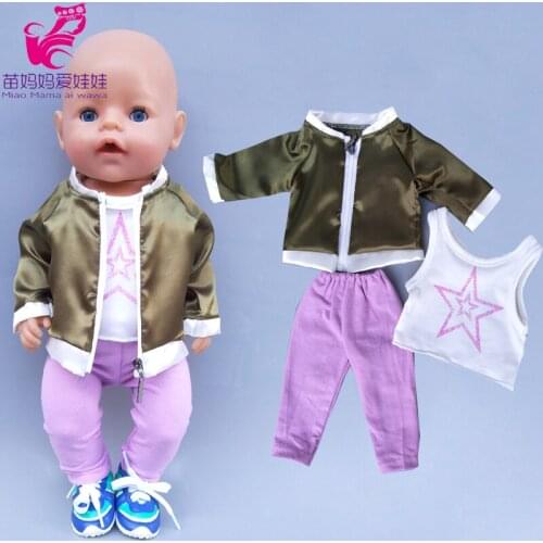 18 inch girl doll jacket trousers 43cm baby doll coat with white shirt pants doll clothes