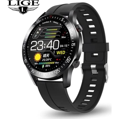 LIGE New Ip68 Waterproof Women Smart Watch Fitness Blood Pressure MonitoringInformation Call Reminder Smarwatch for Android iOS
