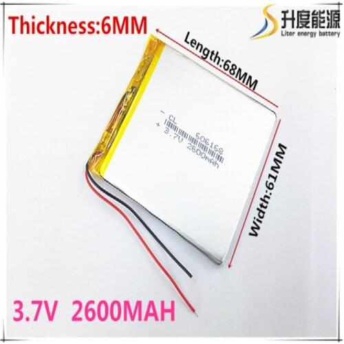 Liter energy battery 3.7V 2600mAh lithium polymer battery 606168 navigator MP3 GPS universal rechargeable battery