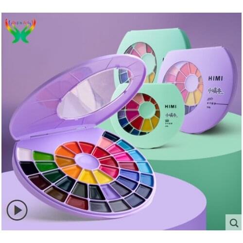 Miya HIMI Small snail half dry watercolor semi dry powder hand-painted 24 colors 38 color pigments art supplies