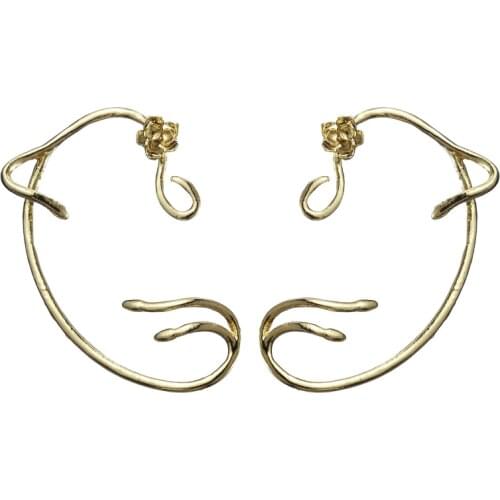 Fashion Gold Charm Beauty And The Beast Earrings Ear Cuff Belle Cosplay Jewelry Rose Ear clip Earrings