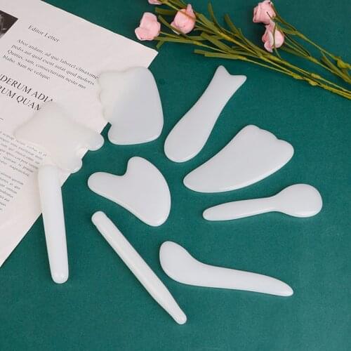Natural White Jade Roller Guasha Board Scraper Set White Quartz Face Roller Facial Massage Gua Sha Tool Stone Facial Massager