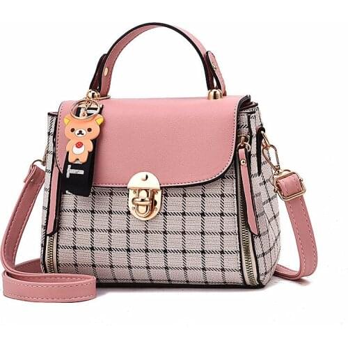 New Trend Crossbody Bag With Plaid Womens Handbag Shoulder Bag Diagonal Package Baogebig 22X12X17cm
