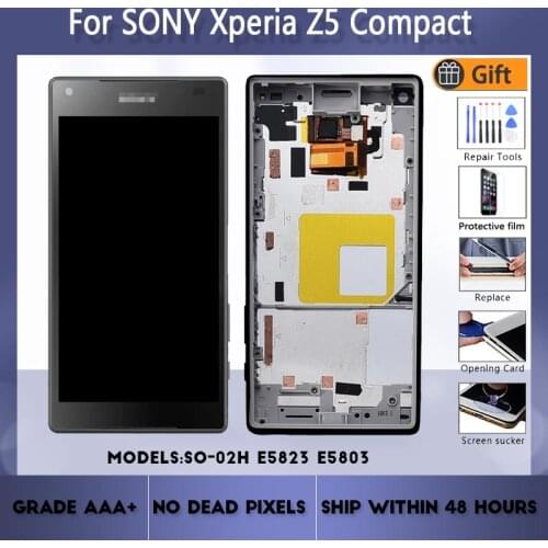 For Sony Xperia Z5 Compact SO-02H E5823 E5803 LCD screen assembly with front case touch glass,With repair parts LCD Display