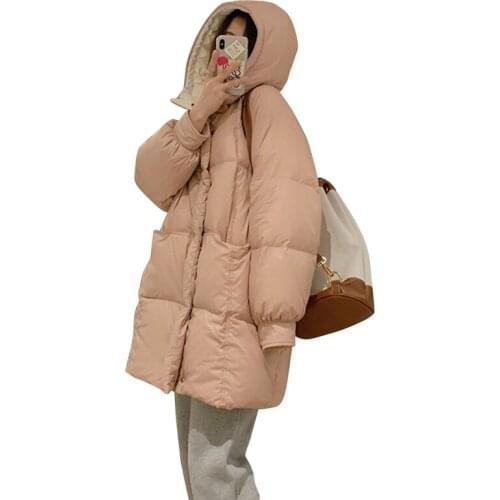Parkas Women Solid Slim Fur Collar Jacket Warm Thicken Outwear 2022 Winter Casual Pink Orange Cotton Padded Coat Female LD2447