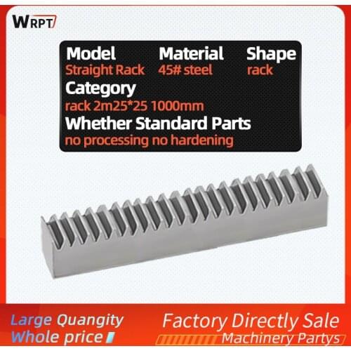 1pc Mod2 25*25 length 1000mm 2.0Mod Straight Toothed Spur Gear Rack CNC Zipper