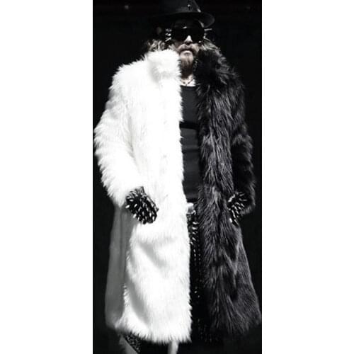 S-6XL!!! Big yards mens clothing 2018 Winter mens fur coat with a black and white male coat
