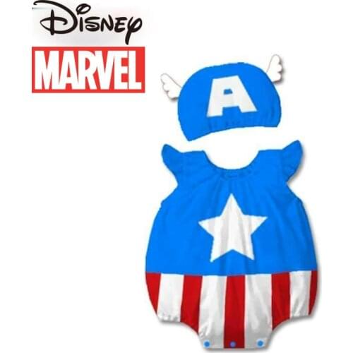 Marvel Captain America baby clothes short-sleeved one-piece boy romper 100% cotton baby boy clothes