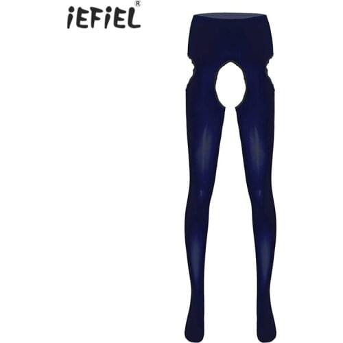 Sexy Open Crotch Pantyhose Tights Stockings for Men Breathable Hollow Out Stretchy Nylon Seamless Crotchless Pantyhose Leggings